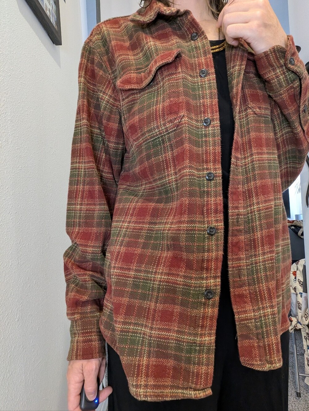 Orvis Red and Green Plaid Shirt